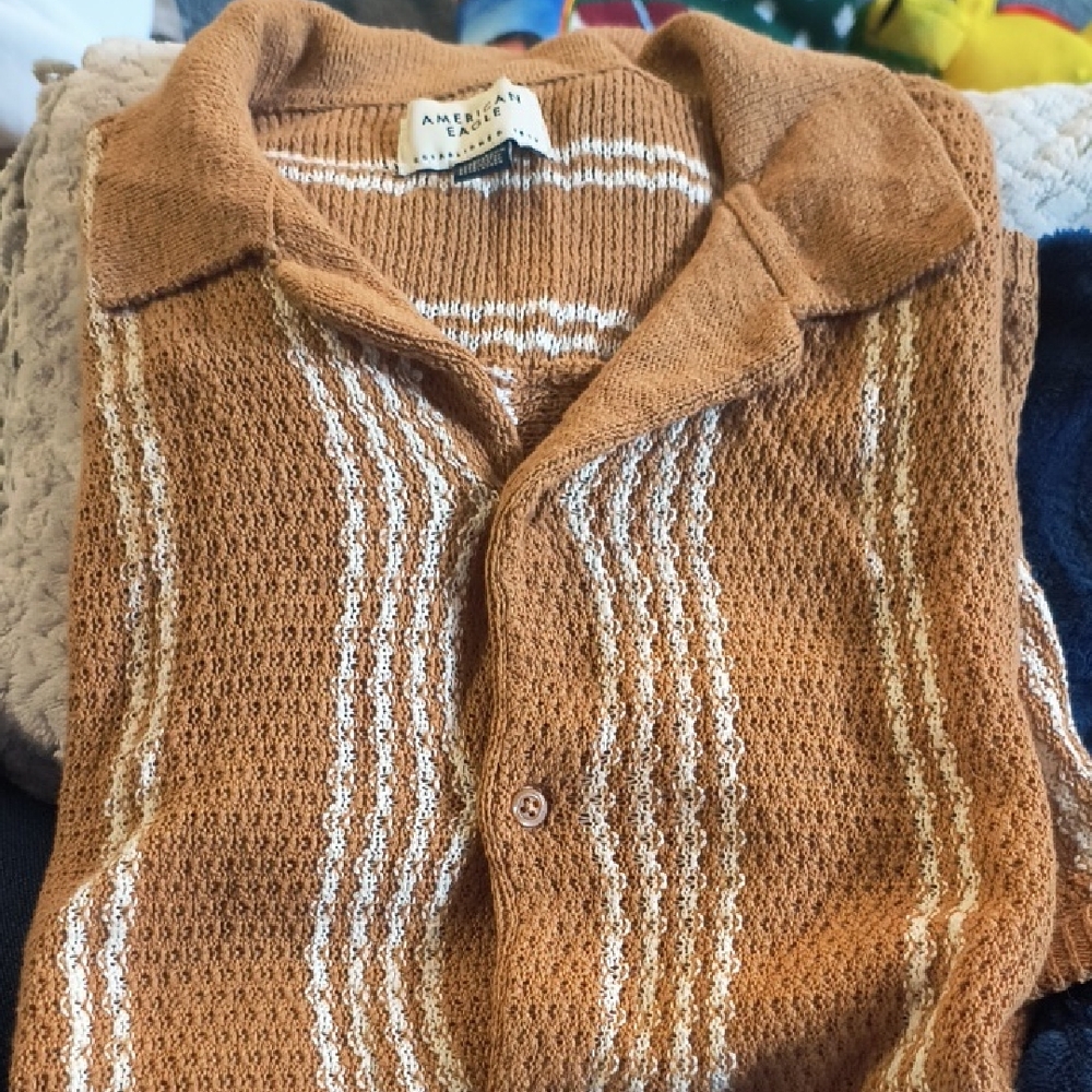 American Eagle Outfitters Brown Button Down Shirt